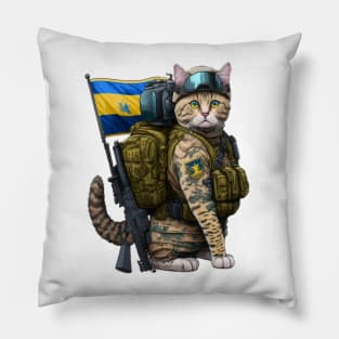 Cat Ukrainian soldier Pillow
