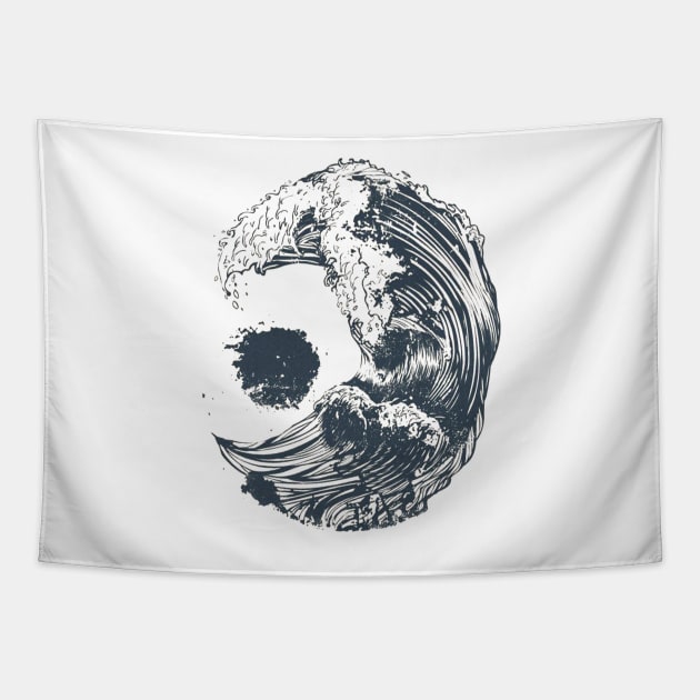 Moon Wave Tapestry by hitext