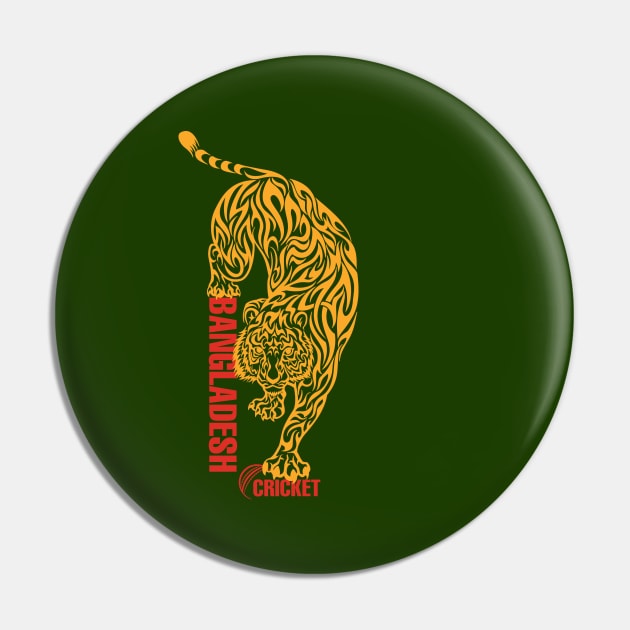 Bangladesh Cricket The Tigers Cricket Bat and Ball Game Pin by CGD