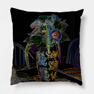 Black Panther Art - Flower Bouquet with Glowing Edges 2 Pillow