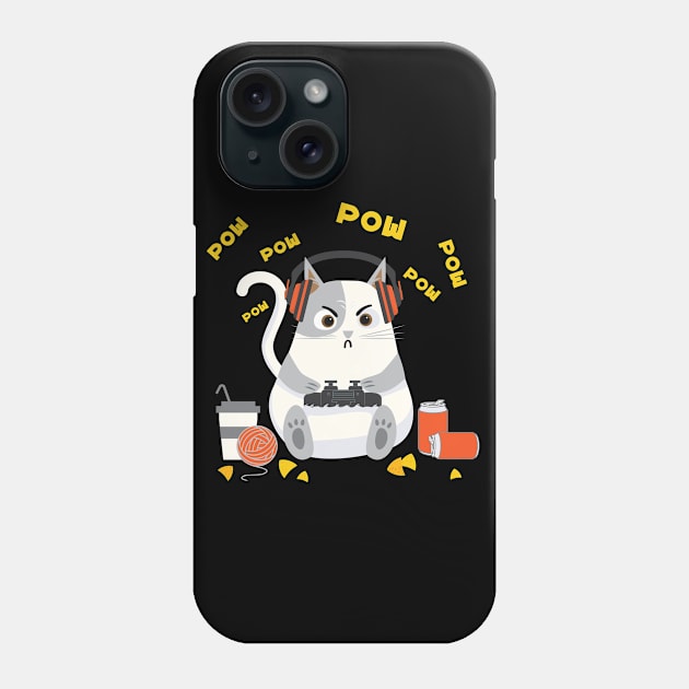 Video Game Cat Gamer Phone Case by TeeShirt_Expressive