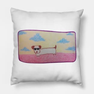 Doge sunglasses, Character dog, Pencil color drawing Pillow