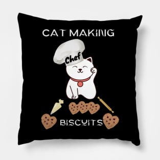 cat making biscuts Pillow