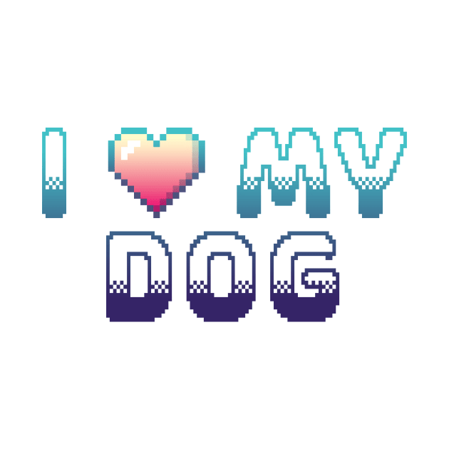 I Heart My Dog Classic Video Game Graphic Blue Gradient by ArtHouseFlunky