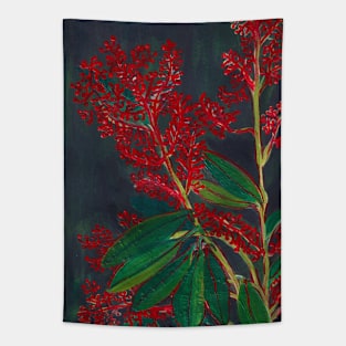 Red Cherry Blossom Flowers Acrylic Painting Artwork Tapestry