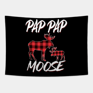 Red Plaid Pap Pap Moose Matching Family Pajama Christmas Gift Tapestry