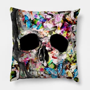 Sage Tribe Skull With Butterflies Pillow