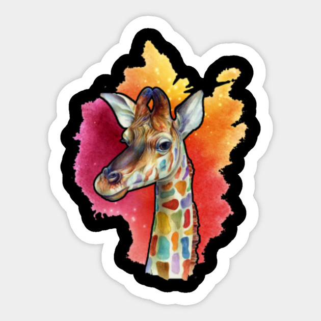 Colorful Giraffe Painting Funny T Shirt Giraffe Sticker