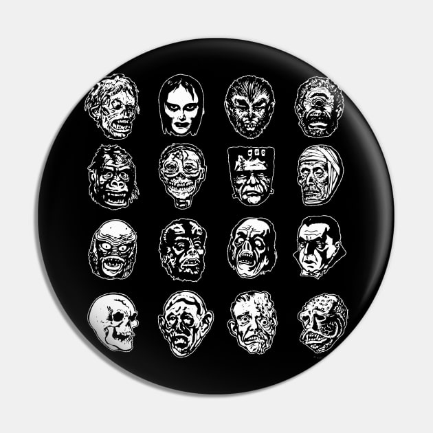 Horror Movie Monster Masks (B&W variant) Pin by monstermangraphic