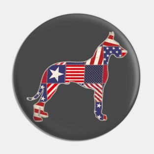 Great Dane 4th of July Dog Lovers Owner Patchwork American Flag Pin