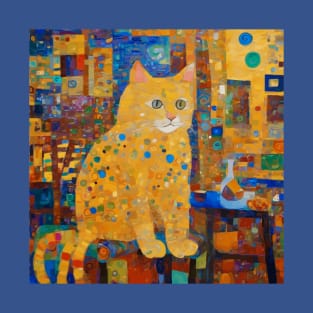 Klimt Tabby Cat in a Colorful Room T-Shirt