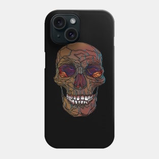 Colorful tan brown skull with dark red interior Phone Case