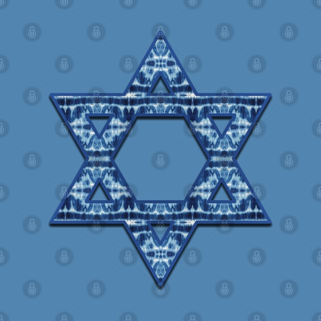 Tie Dye Blues Twos Star of David by Nina May Design Studio