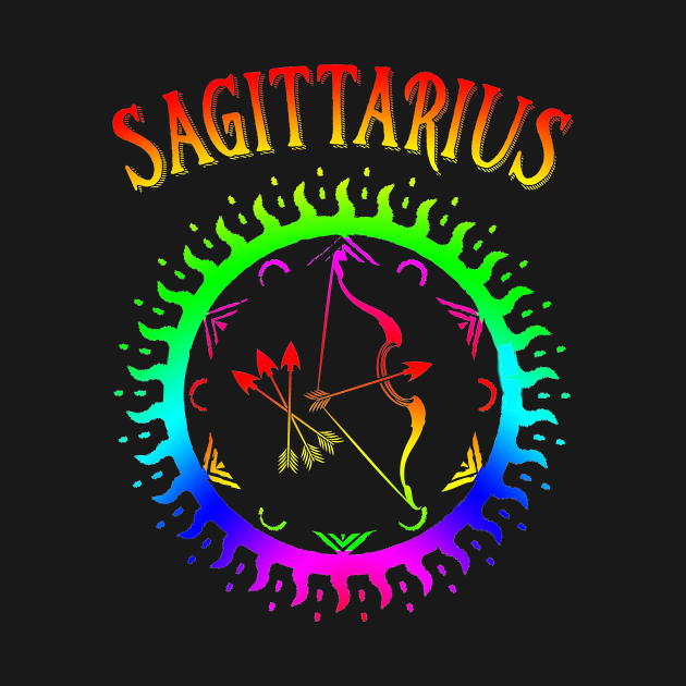 Sagittarius Psychedelic Hippy Zodiac Sign by letnothingstopyou