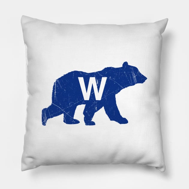 Vintage W Bear - White Pillow by KFig21