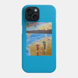 Sunset Stroll and Colourful Umbrellas Phone Case