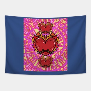 Flames Burning Heart On Fire Tapestry