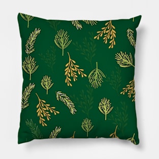 Green Festive Leaf Design for Christmas and Seasonal Holidays Pillow