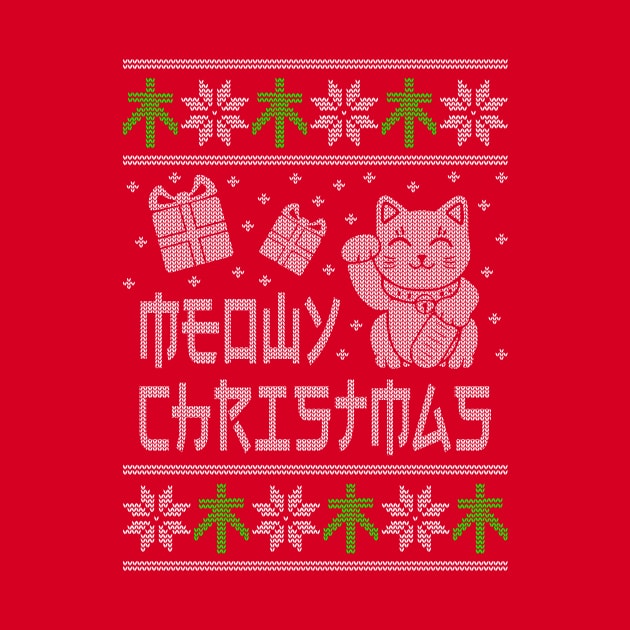 Meowy Christmas Ugly Cat Shirt and Sweatshirt by LacaDesigns