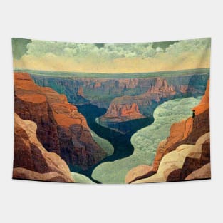 Cartoon image of the Grand Canyon with pastel colors. Tapestry