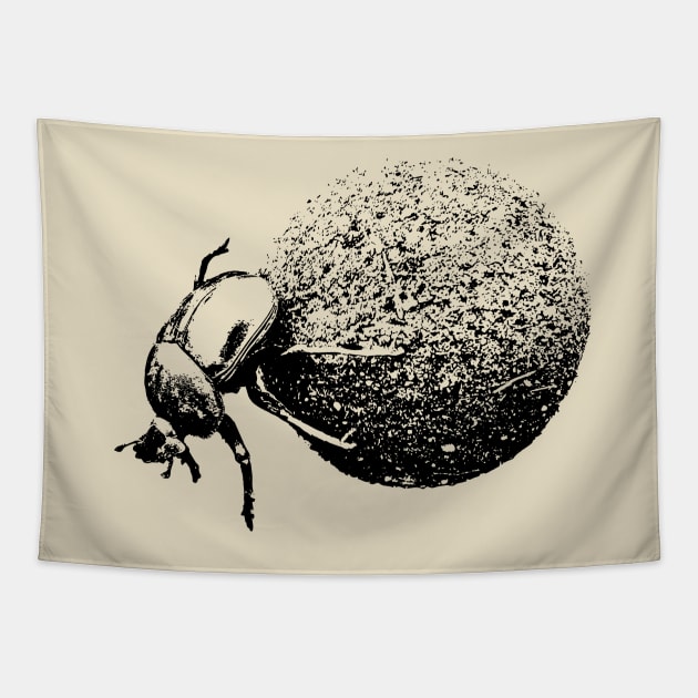 Dung Beetle Rolling Dung Ball | African Wildlife Tapestry by scotch