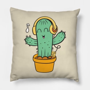 cactus listening to music Pillow