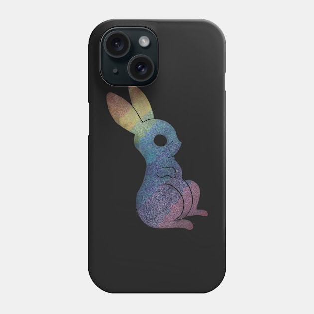 Rainbow magic bunny of the galaxy black Phone Case by Uwaki