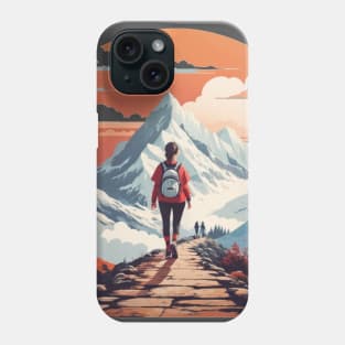 Girl walks a trail through the mountains Phone Case