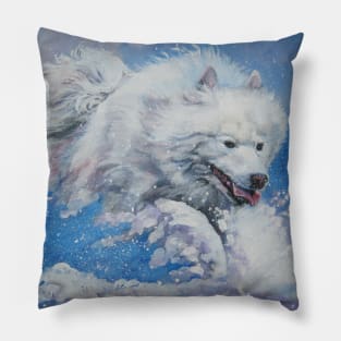 samoyed Fine Art Painting Pillow