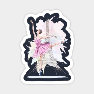 ballerina posing Eiffel tour Magnet