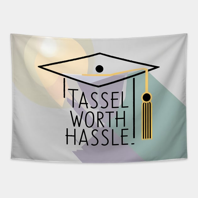 Graduation "Tassel Worth Hassle", Retro Design Tapestry by RazorDesign234