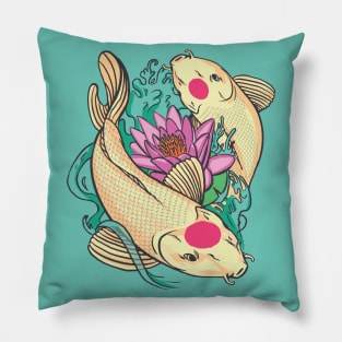 Japanese Tancho Koi Fish Illustration Pillow