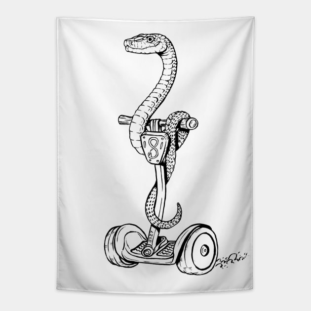 Snake on a Segway Tapestry by AJIllustrates