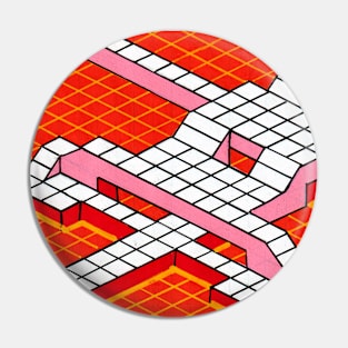 Lava Dungeon Isometric Geometric Abstract Acrylic Painting Pin