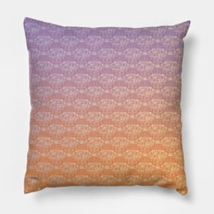 Sunset Gradient Wildflower Bouquet Damask Pattern Pillow