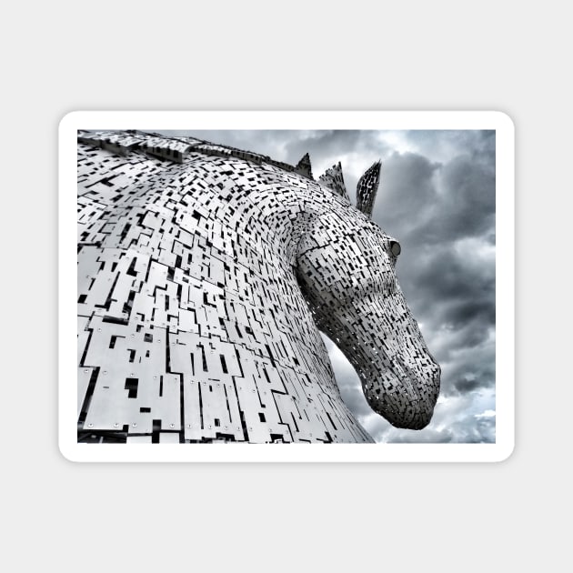 Kelpie against the sky II - The Kelpies, Falkirk, Scotland Magnet by richflintphoto