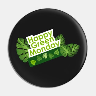 Happy leaves deco - Green Monday Pin