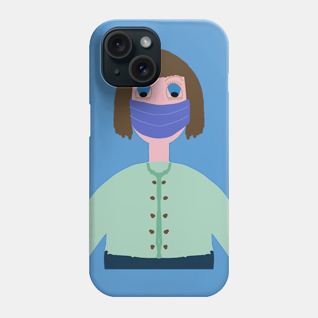 Girl with brown hair wearing a mouth mask Phone Case by Vannaweb