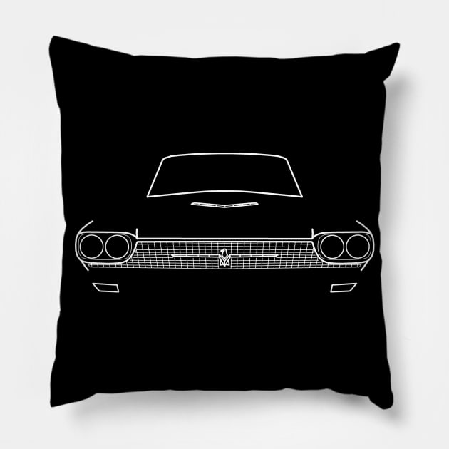 1966 Ford Thunderbird classic car outline graphic (white) Pillow by soitwouldseem