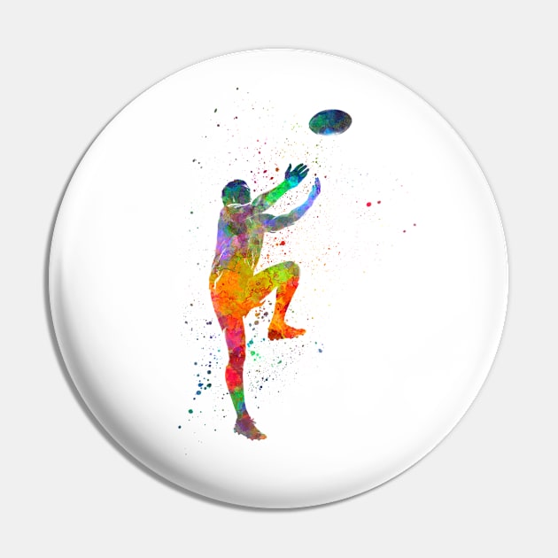 Rugby player in watercolor Pin by PaulrommerArt