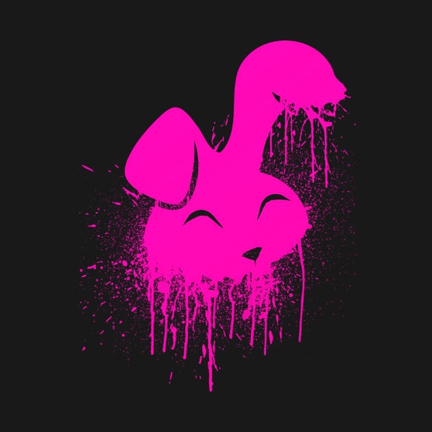 Hot Pink Neon Spray Paint Cute Bunny by Nightfrost