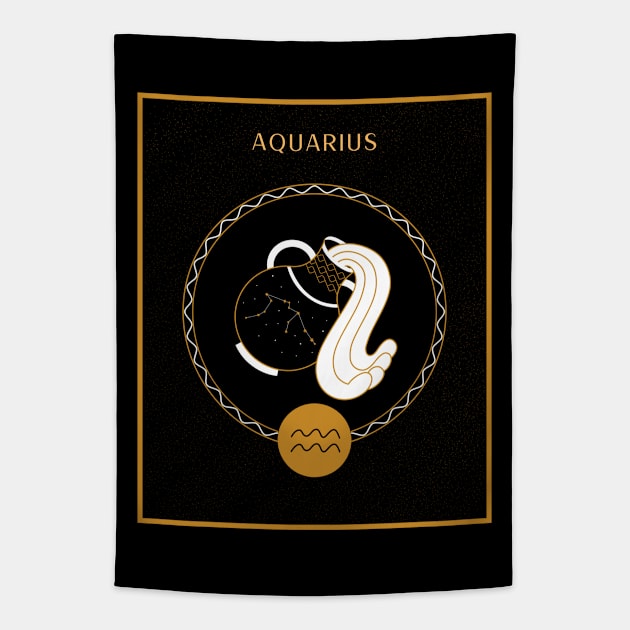 Aquarius Zodiac Sign Tapestry by The Witch's Life