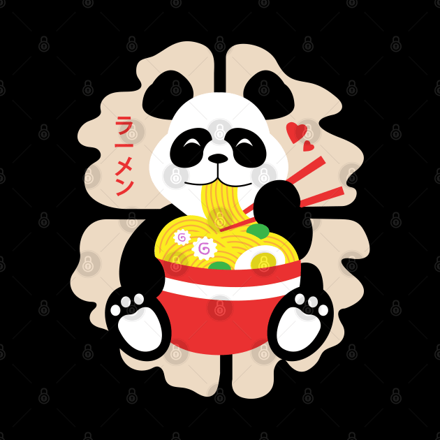 Cute Panda Eats Ramen by Raventeez