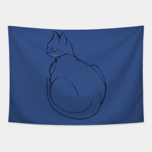 Cat Looking Back – Black and White Pencil Sketch Tapestry