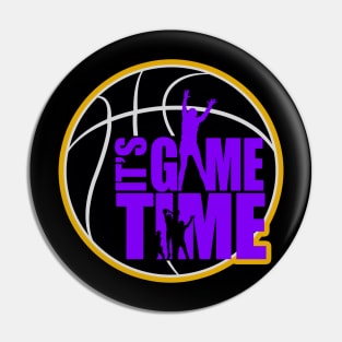 It's Game Time - Purple & Gold Pin