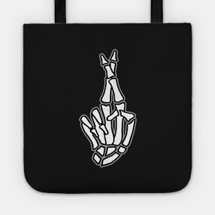 Skeleton hand with crossed fingers Tote