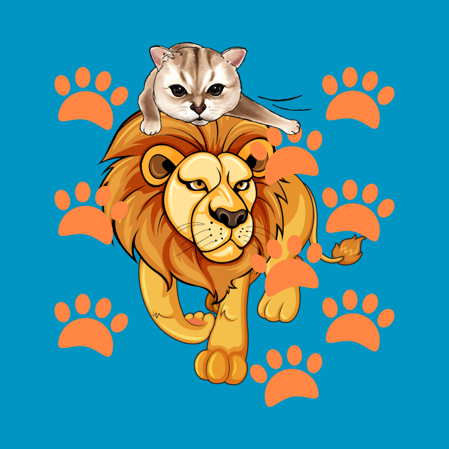 Lion cartoon with kitty on top (kids) by PersianFMts