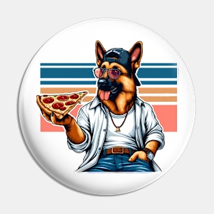 German Shepherd Dog Eating Pizza Pin