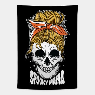 Spooky Mama // Messy Bun Halloween Mom Tapestry