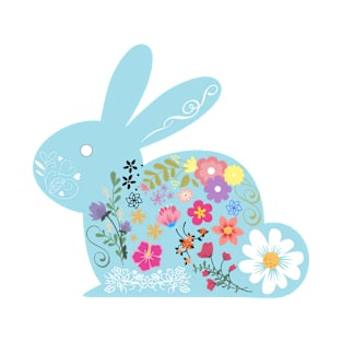 Floral blue rabbit T-Shirt